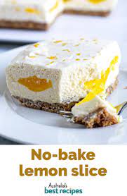 No Bake Lemon Cream Slice Recipe Baking Desserts No Bake Lemon Slice