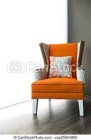 Benzara pennington vanessa geometric accent chair. Modern Orange Fabric Armchair Canstock