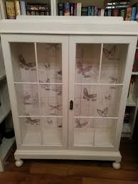 Display Cabinet In Laura Ashley Pale Sable Backed With Pretty Butterfly Paper Laura Ashley Furniture Paint Furniture Painted Furniture
