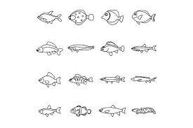 Cute Fish Icons Set Outline Style Small Fish Tattoos Fish Icon Small Forearm Tattoos