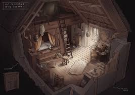 Artstation Medieval Explorer Bedroom Xenia Taufertshofer In 2020 Fantasy Art Landscapes Medieval Bedroom Medieval Houses