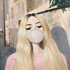 Bubble Gum Blonde Hayleymorganart Long Hair Oil Painting Girl Painting Fashion Illustration Illustration P Fashion Painting Painting Birds Oil Painting