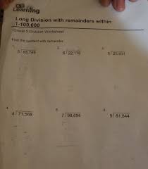 These printable long division worksheets include detailed answer keys that show how to solve long division problems. Solved Learning Long Division With Remainders Within 1 10 Chegg Com