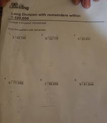 Grade 7 | the number system. Solved Learning Long Division With Remainders Within 1 10 Chegg Com