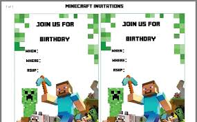 Minecraft Birthday Card Printable Free Pin By Holly Whiteaker On Holidays Minecraft Birthday Invitations Party Invite Template Diy Minecraft Birthday Party