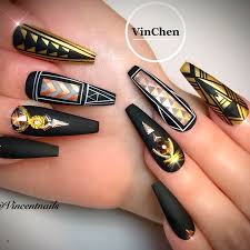 You'll receive email and feed alerts when new items arrive. Gold And Black Coffin Acrylic Nails New Expression Nails