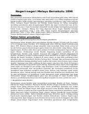 The world economic depression after world war i led a negative impact on the pembentukan ekonomi plural di indonesia ketika penjajahan belanda dengan menggunakan. Nnmb 2 Docx Negeri Negeri Melayu Bersekutu 1896 Pengenalan Idea Penubuhan Persekutuan Dikemukakan Oleh Frank Swettenham Pada Tahun 1892 Kepada Gabenor Course Hero