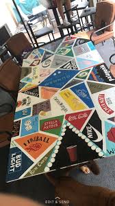 Beer Die Pong Table Ok But I Can T Paint What If I Take The Labels And Like Modpodge And Put Beer Pong Table Diy Diy Beer Pong Table Beer Pong Table Painted