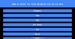 Ever since getting a cat 14 years ago, i've come to realize how truly enigmatic animals can be. Family Feud Name An Animal You Could Recognize Just By Its Nose Answer