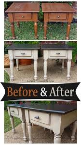 End Tables In Distressed Black Oatmeal Before After Furniture Makeover Furniture Makeover Diy Repurposed Furniture