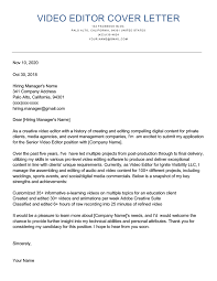 Video Editor Cover Letter Sample Resume Genius