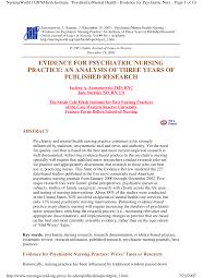 Nyu meyers faculty have expanded the scope and. Pdf Evidence For Psychiatric Nursing Practice An Analysis Of Three Years Of Published Research