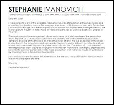 Production Coordinator Cover Letter Sample Cover Letter Templates Examples