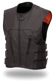 Men S Updated Bullet Proof Style Swat Vest Single Panel Back Tactical Wear Leather Vest