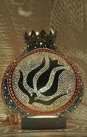 Sukabak Abajur Lale Desenli Su Kabak Abajur Su Kabak Lamba Gourd Lamp Sanat Lamba Kelebekler