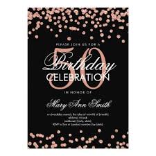 50th Birthday Black And Gold Invitations Rose Gold Black 50th Birthday Glitter Confetti Invitation Zazzle Com Confetti Invitation 70th Birthday Parties 60th Birthday Party