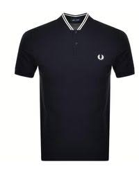 Fred perry slim fit white check collar cotton polo shirt top large adult. Fred Perry Cotton Stripe Collar Polo In Camel In Tan Brown For Men Lyst