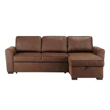 Canape D Angle Convertible 3 4 Places En Microsuede Marron Corner Sofa Sofa Bed Sofa