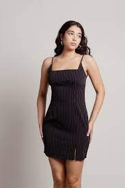 Deidra Pinstripe Slit Bodycon Dress 42 Tobi Us