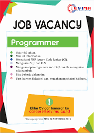 Here you'll find jobs targeted at english speaking professionals. Job Vacancy Programmer System Pt Sevima