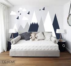 Montagnes Wall Decal Woodland Baby Room Decal Clouds Oiseaux Tout Petits Personnalise Personnalise Washable Litde Sticker Nursery Mountains001 Babyzimmer Aufkleber Kinder Zimmer Baby Jungenzimmer