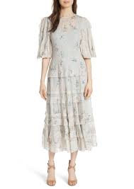Rebecca Taylor Rebecca Taylor Metallic Faded Floral Midi Dress Dresses