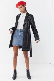 Slide View 4 Uo Irina Faux Leather Trench Coat Leather Coat Outfit Leather Trench Coat Fashion