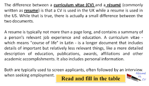 Cv in the actual sense means course of life. What Is The Difference Between Resume And Curriculum Vitae Mengu