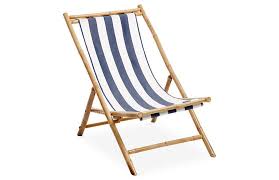 Bamboo Lounge Chair White Blue Stripe Now 71 00 Was 89 00 Lounge Chair Outdoor Blue Dining Chair Outdoor Chairs