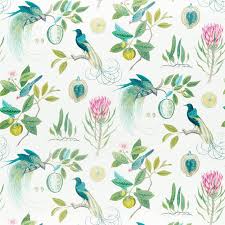Sanderson Birds Of Paradise Wallpaper Sanderson Paradesia Botanical Green Fabric 226563 Glass House British Design Designer Fabric Collections