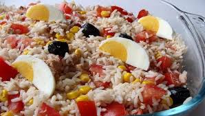 Salade De Riz Thon Mais Tomate Oeuf Et Olives Recette Salade De Riz Riz Thon Salade De Riz Thon