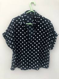 Black And White Polka Dot Short Sleeve Shirt Womens Black White Polka Dot Short Sleeve Buttoned Blouse Atmosphere Uk 12 Fashion Clothing Sh Black And White Blouse Polka Dot Shorts Buttoned Blouse