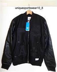 Adidas Originals Run Dmc Leather Wool Bomber Jacket Coat Varsity M64169 80s S Adidas Bomberharrington