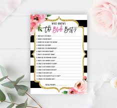 Who Knows The Bride Best Editable Kate Bridal Shower Games Etsy Bridal Bingo Kate Spade Bridal Shower Bridal Games