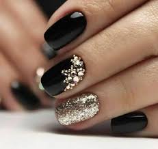 Gold Black And Glitter Nails Black Glitter Gold Ideas Nails Shape 27 Ideas For Nails Black And Gold Glitter Shape Nails Black Nail Designs Black Coffin Nails Trendy Nails