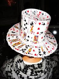 Trace along the top of the scrap piece to make an identical arc. Playing Cards Hat Playing Card Crafts Playing Cards Art Crazy Hats