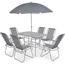 Juego De Comedor De Jardin 8 Piezas Acero Y Textilene Gris Mobilier Jardin Meubles De Jardin Design Mobilier De Salle A Manger