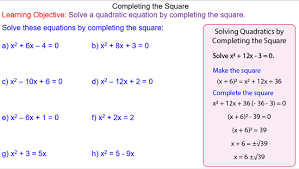 To best understand the formula and logic behind completing the square, look at each example below and you should see the pattern that occurs whenever you. Completing The Square Mr Mathematics Com