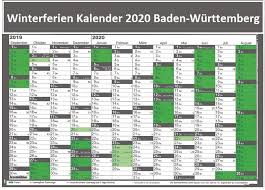 Winterferien mit der familie verbringen. Kalender 2020 Winterferien Baden Wurttemberg Exce Ferien Kalender 2020