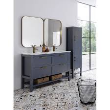 Meuble De Salle De Bains Double Vasque Kende L 120 X H 56 8 X P 45 Cm Bleu Ke Leroymerlin Salle De Bain Meuble De Salle De Bain Salle De Bains Double Vasque