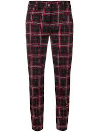 Black And Red Checkered Pants Shop Cambio Plaid Cropped Trousers Red Plaid Pants Cropped Trousers Cropped Pants