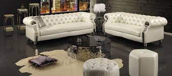 Meinsofa wohnlandschaft weiss leder elsa weiss links. Chesterfield Klassik Sofagarnitur 3 2 Leder Weiss Polster Couch Wohnzimmer Bei Jv Moebel