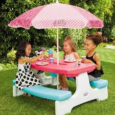 L O L Surprise Birthday Party Table With Umbrella In 2020 Kids Picnic Table Kids Picnic Picnic Table With Umbrella