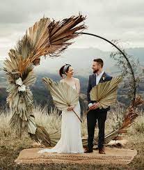 Hand painted tropical card with flowers, branches. Wedding Trend Alert 18 Dried Palm Leaves Wedding Ideas My Deer Flowers