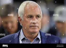 Former Wake Forest Demon Deacons head men's basketball coach Dave Odom  addresses the crowd during the banner raising ceremony prior to the game  against the Georgia Tech Yellow Jackets at the LJVM