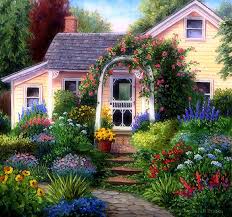 Lushome shares a collection of beautiful small garden house designs that are romantic and inspiring. Houses House Garden Flowers Gardens Parks Attractions Dreams Paintings Drawings Creative Pre Summer Trees A Dream Painting Beautiful Home Gardens Summer Trees