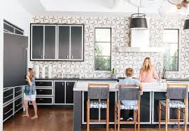 Black And White Cement Tile Backsplash Black And White Transitional Kitchen With Black And White Cement Tile Backsplash Patterson Custom Homes Black Kitchens Kitchen Design House Design