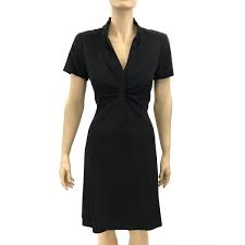 elie tahari black silk a line short sleeve dress size 8