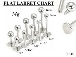 14g Internally Threaded Steel Lip Stud Labret Flat Back Disc