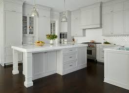Why are gray kitchen so popular? Light Gray Painted Kitchen Cabinets With Glossy White Chevron Tiles Transitional Kitchen Benjamin Moore Smoke Embers